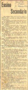 Artigo: Ensino Secundrio - Gazeta de Sergipe - 1954